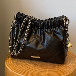 Quilted Ruched Chain Shoulder Bag
